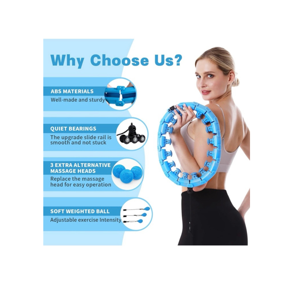 Smart Weighted Fit Hoop for Adults Weight Loss, 24 Detachable Knots (Pink) - Picture 2 of 11